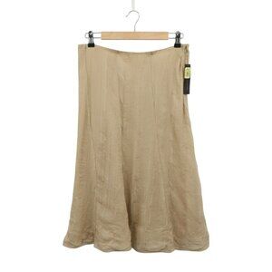 NWT Donna Karan Signature $525 Layered Silk Gauze Beige Knee Midi Skirt 10